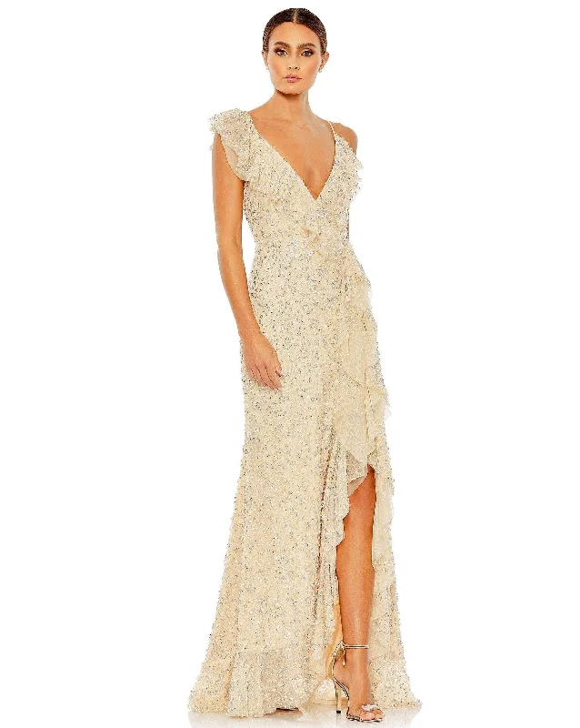 Halter - neck wedding guest dresses with beaded strapsMac Duggal 10931 Long Formal Ruffled Prom Dress Halter - neck wedding guest dresses with beaded strapsMac Duggal 10931 Long Formal Ruffled Prom Dress