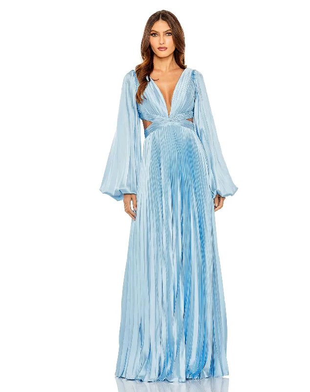Wedding guest dresses with puff sleeves and knee - length hemsMac Duggal 26737 Long Sleeve Pleated Formal Dress Wedding guest dresses with puff sleeves and knee - length hemsMac Duggal 26737 Long Sleeve Pleated Formal Dress