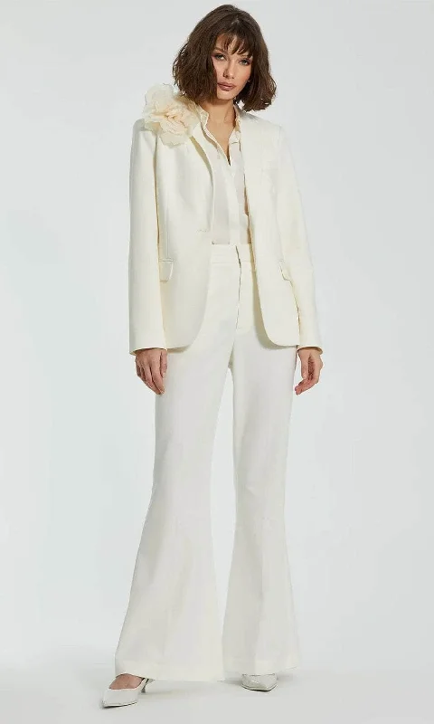 Ribbed - texture wedding guest dresses in neutral colorsMac Duggal R81065 - V-Neck Floral Applique Pantsuit Ribbed - texture wedding guest dresses in neutral colorsMac Duggal R81065 - V-Neck Floral Applique Pantsuit