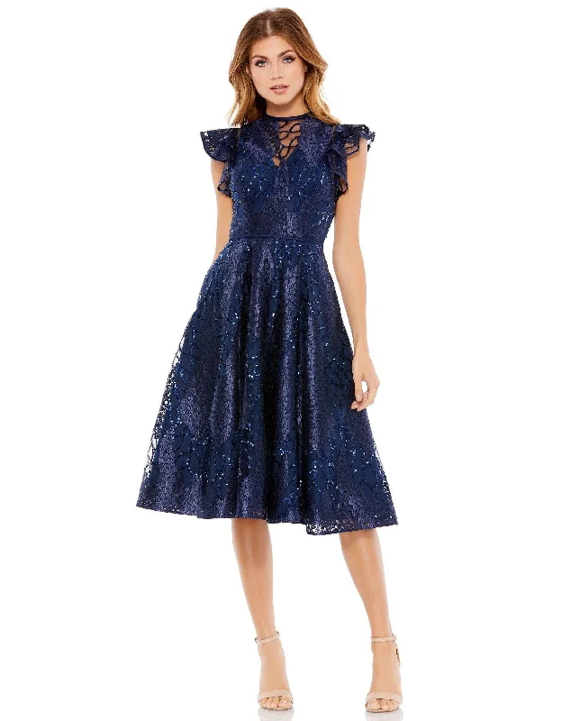 Cocktail dresses with an abstract print and a high - low hemlineMac Duggal 12467 Short Flutter Sleeve Cocktail Dress Cocktail dresses with an abstract print and a high - low hemlineMac Duggal 12467 Short Flutter Sleeve Cocktail Dress