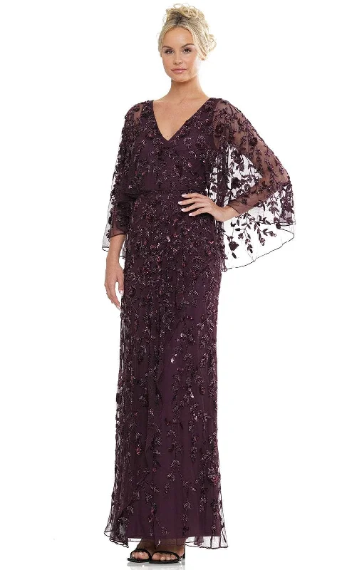 Marsoni by Colors MV1282 - Foliage Beaded V-Neck Formal Gown