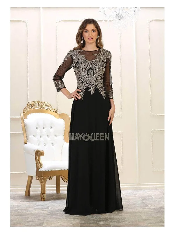 Wedding guest dresses with ruched bodices and spaghetti strapsMay Queen MQ1549B - Sheer Long Sleeve Long Dress Wedding guest dresses with ruched bodices and spaghetti strapsMay Queen MQ1549B - Sheer Long Sleeve Long Dress