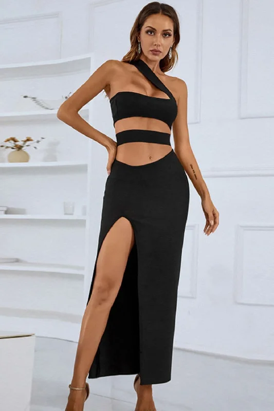 Elegant one-shoulder maxi dress