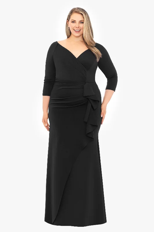 Printed cocktail dresses with geometric patterns for a contemporary aestheticPlus "Lexi" Long Long Sleeve Scuba Ruched Side Dress Printed cocktail dresses with geometric patterns for a contemporary aestheticPlus "Lexi" Long Long Sleeve Scuba Ruched Side Dress