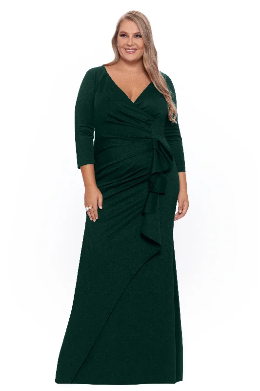 Cocktail dresses with a ruched bodice and spaghetti strapsPlus "Lexi" Long Long Sleeve Scuba Ruched Side Dress Cocktail dresses with a ruched bodice and spaghetti strapsPlus "Lexi" Long Long Sleeve Scuba Ruched Side Dress