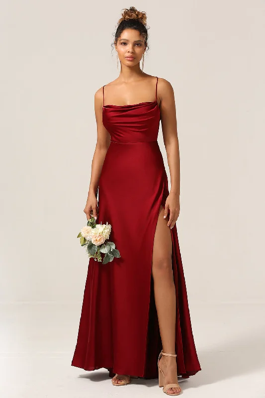 Wedding guest dresses with puff sleeves and knee - length hemsSimple A Line Lace-Up Back Burgundy Long Bridesmaid Dress with Criss Cross Back Wedding guest dresses with puff sleeves and knee - length hemsSimple A Line Lace-Up Back Burgundy Long Bridesmaid Dress with Criss Cross Back