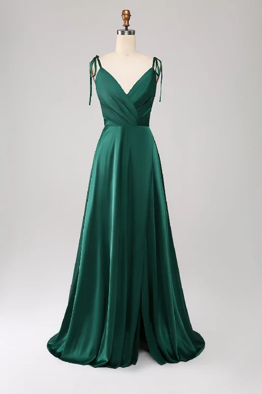Geometric - printed cocktail dresses with a long - sleeve optionSimple Dark Green Spaghetti Straps Ruched Prom Dress with Slit Geometric - printed cocktail dresses with a long - sleeve optionSimple Dark Green Spaghetti Straps Ruched Prom Dress with Slit