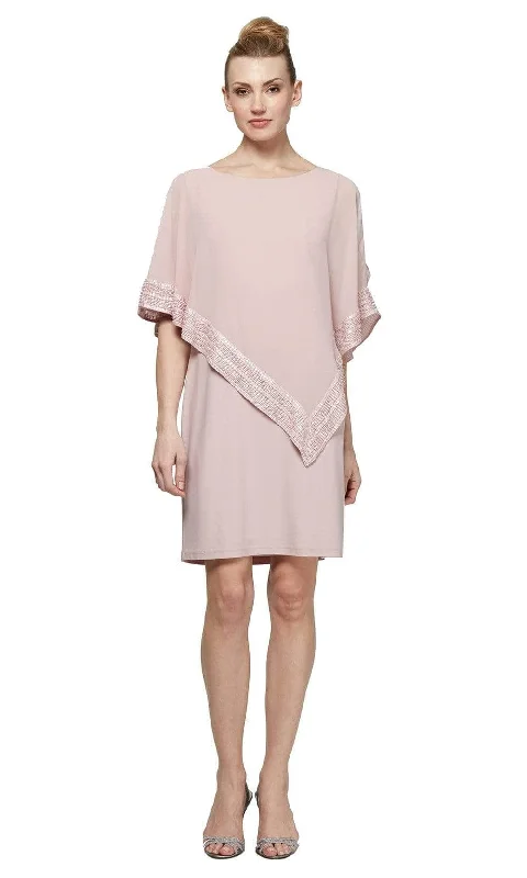 Sequined cocktail dresses with a mermaid silhouetteSLNY SL111176 - Asymmetric Capelet Formal Dress Sequined cocktail dresses with a mermaid silhouetteSLNY SL111176 - Asymmetric Capelet Formal Dress
