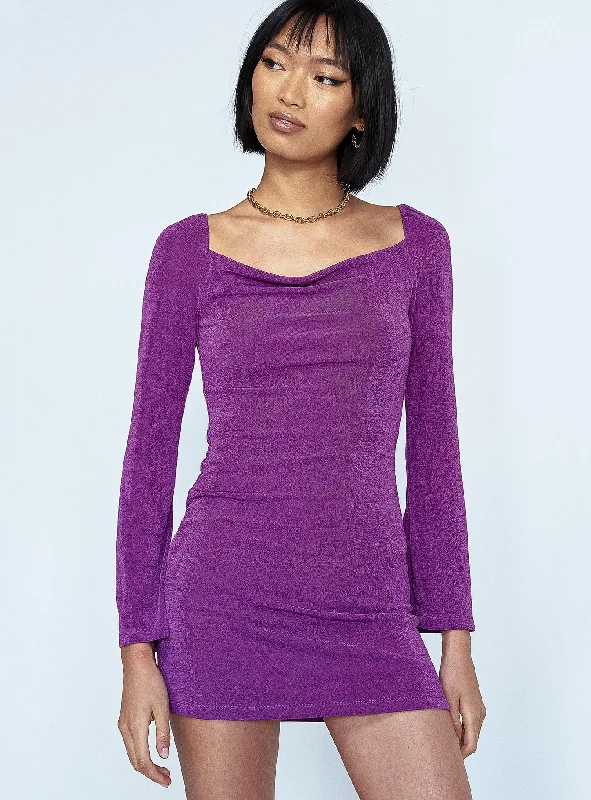 Bodycon dress in a neon color for a vibrant appearance​Starlight Mini Dress Purple