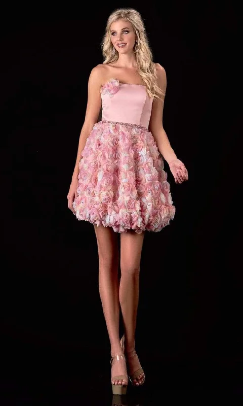 Geometric - printed cocktail dresses with a long - sleeve optionTerani Couture - 2112P4391 Strapless Floral A-Line Cocktail Dress Geometric - printed cocktail dresses with a long - sleeve optionTerani Couture - 2112P4391 Strapless Floral A-Line Cocktail Dress