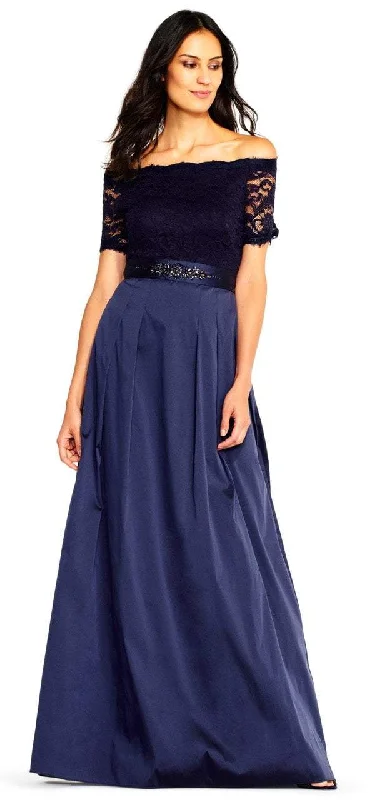 Formal dresses with halter necks and lace - up backs for a stylish promAdrianna Papell - AP1E201965 Off-Shoulder Taffeta A-line Gown Formal dresses with halter necks and lace - up backs for a stylish promAdrianna Papell - AP1E201965 Off-Shoulder Taffeta A-line Gown