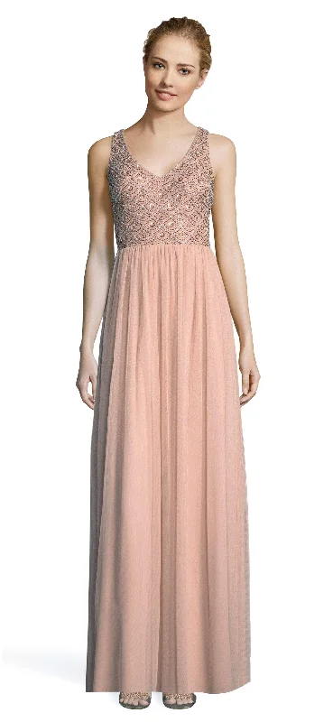 Formal dresses with side - slit pockets and beaded accents for a practical and stylish formal eventAdrianna Papell - AP1E203719 Beaded V-neck Long A-line Dress Formal dresses with side - slit pockets and beaded accents for a practical and stylish formal eventAdrianna Papell - AP1E203719 Beaded V-neck Long A-line Dress