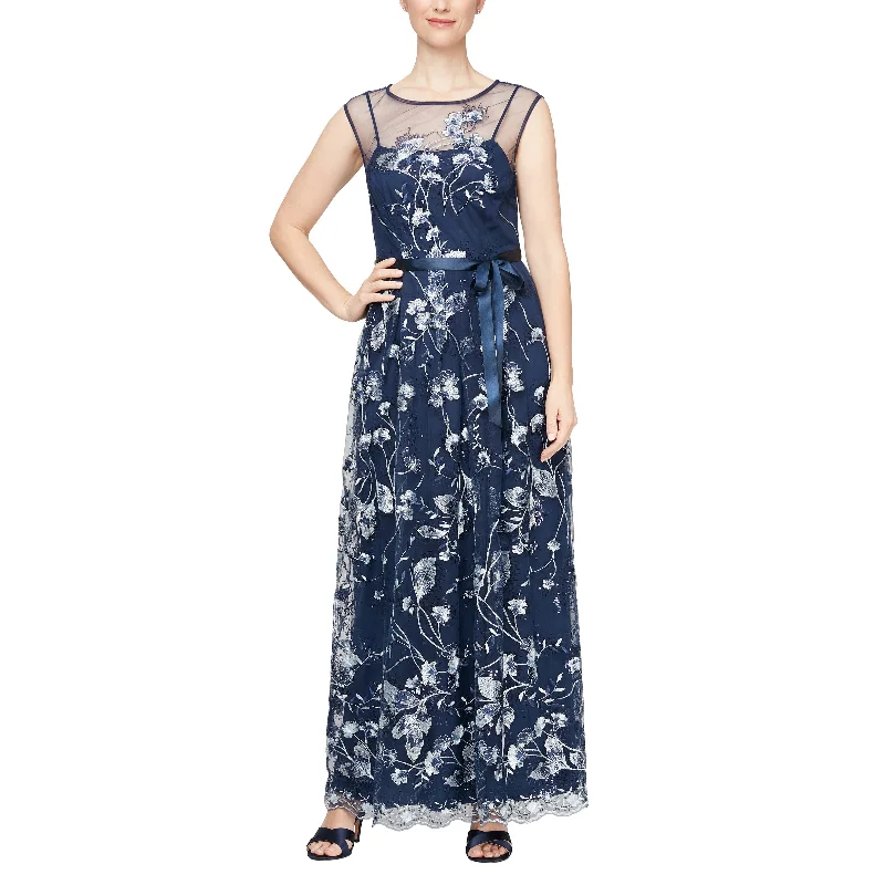 Party dresses with a V - neck design to enhance the necklineAlex Evenings 81171482 Long Sleeveless Embroidered Formal Dress Party dresses with a V - neck design to enhance the necklineAlex Evenings 81171482 Long Sleeveless Embroidered Formal Dress