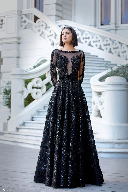 Tea - length formal dresses with lace trim for a semi - formal promAzzure Couture FM5013 Tea - length formal dresses with lace trim for a semi - formal promAzzure Couture FM5013