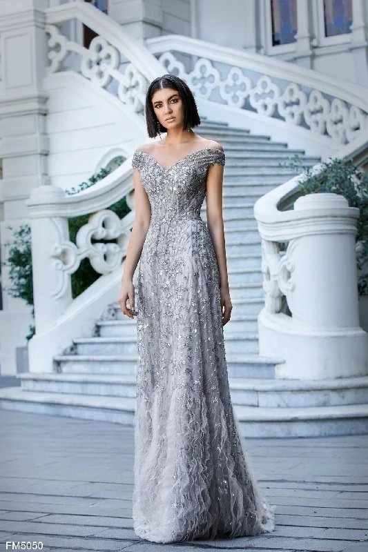 Tea - length formal dresses with lace trim for a semi - formal promAzzure Couture FM5050 Tea - length formal dresses with lace trim for a semi - formal promAzzure Couture FM5050