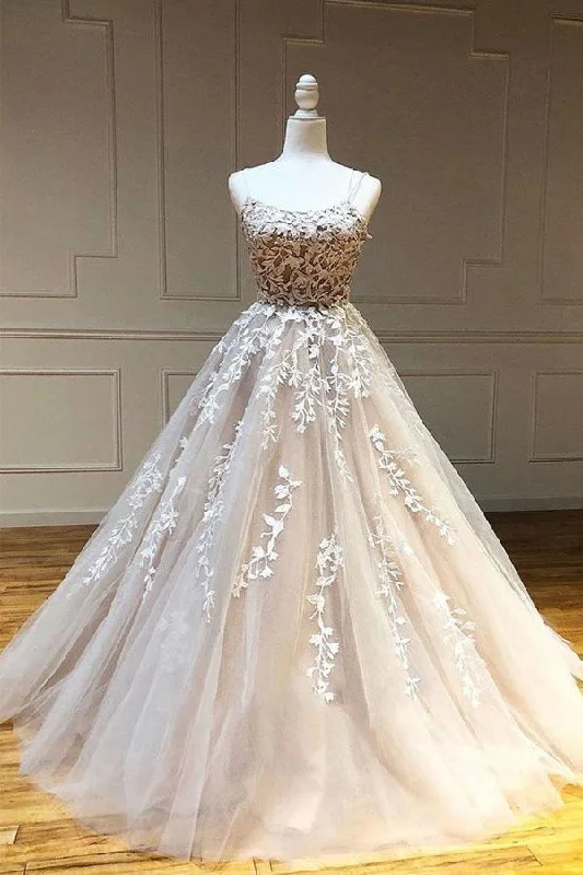 Party dresses with a detachable train for added versatilityBall Gown Tulle Scoop Appliqued Lace Long Prom Dress Evening Dress PSK011 Party dresses with a detachable train for added versatilityBall Gown Tulle Scoop Appliqued Lace Long Prom Dress Evening Dress PSK011