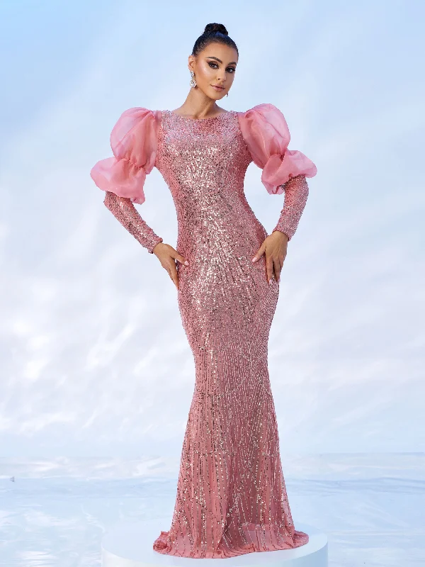 Formal dresses with tassel - adorned belts and tiered skirts for a stylish and festive formal eventBallon Sleeve Glitter Princess Dress GM00471 Formal dresses with tassel - adorned belts and tiered skirts for a stylish and festive formal eventBallon Sleeve Glitter Princess Dress GM00471