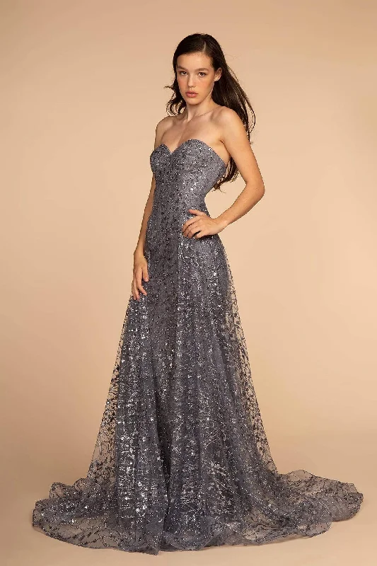 Prom dresses with gathered skirts and crystal - encrusted belts for a luxurious promElizabeth K - GL2587 Strapless Sequined Evening Dress Prom dresses with gathered skirts and crystal - encrusted belts for a luxurious promElizabeth K - GL2587 Strapless Sequined Evening Dress