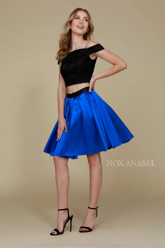 Bodycon dress for a music festival​Homecoming Short Two Piece Set Dress Royal/Black