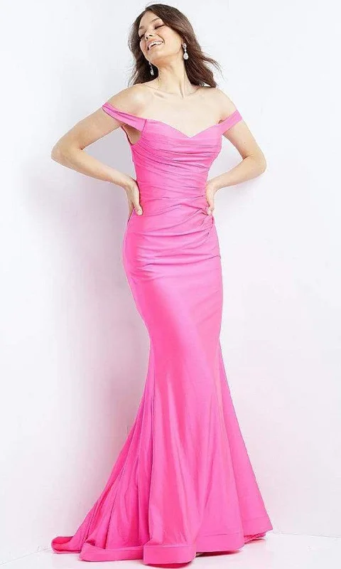 Strapless formal dresses with tulle skirts for a classic prom lookJVN by Jovani JVN07639 - Off Shoulder Ruched Trumpet Gown Strapless formal dresses with tulle skirts for a classic prom lookJVN by Jovani JVN07639 - Off Shoulder Ruched Trumpet Gown