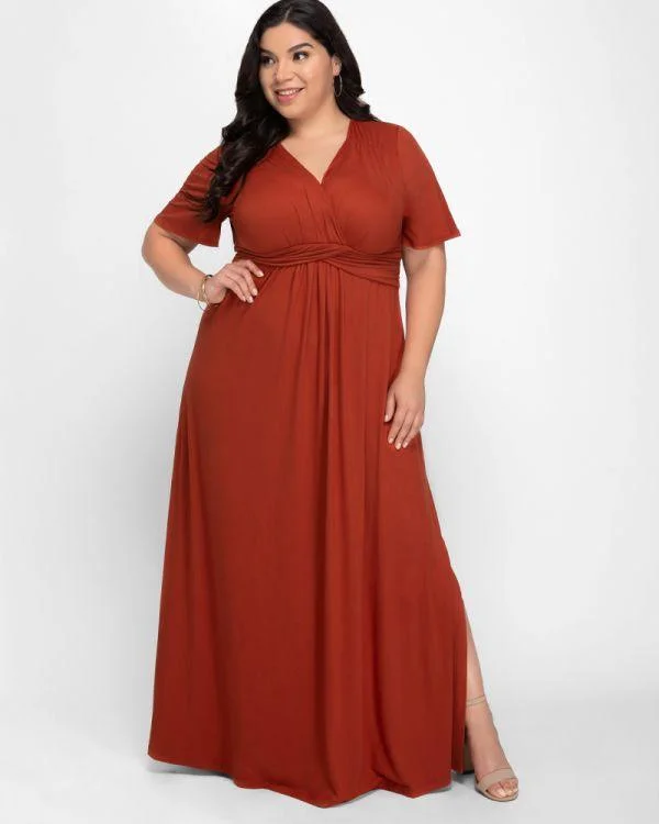 Bodycon dress with a patchwork pattern​Kiyonna Long Formal Maxi Dress