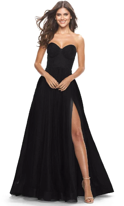 Prom dresses with cold - shoulder ruffled sleeves and floral prints for a romantic and fashionable styleLa Femme 31205 - Sweetheart Corset A-Line Long Prom Dress Prom dresses with cold - shoulder ruffled sleeves and floral prints for a romantic and fashionable styleLa Femme 31205 - Sweetheart Corset A-Line Long Prom Dress