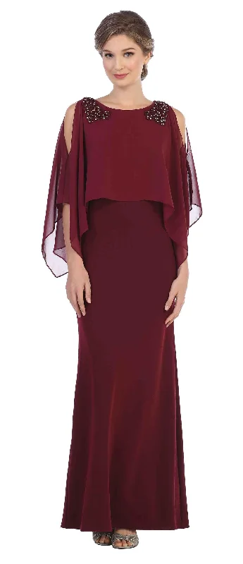 Bodycon dress with a thigh - high slitLong Formal Cape Mother of the Bride Chiffon Dress Sale Bodycon dress with a thigh - high slitLong Formal Cape Mother of the Bride Chiffon Dress Sale