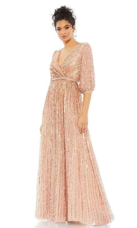 Prom dresses with cold - shoulder ruffled sleeves and floral prints for a romantic and fashionable styleMac Duggal - 5509 Bishop Sleeve Sequin A-Line Gown Prom dresses with cold - shoulder ruffled sleeves and floral prints for a romantic and fashionable styleMac Duggal - 5509 Bishop Sleeve Sequin A-Line Gown