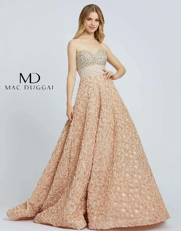 Bodycon dress made of stretchy spandex for comfort​Mac Duggal 67695 Long Strapless Prom Ball Gown