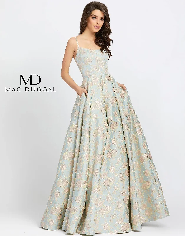 Bodycon dress with a pleated bodice​Mac Duggal 26117 Prom Long Floral Ball Gown