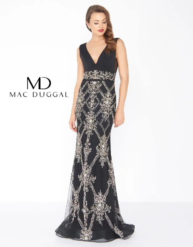 Bodycon dress with a halter neck​Mac Duggal 50414 Prom Long Sleeveless Beaded Dress