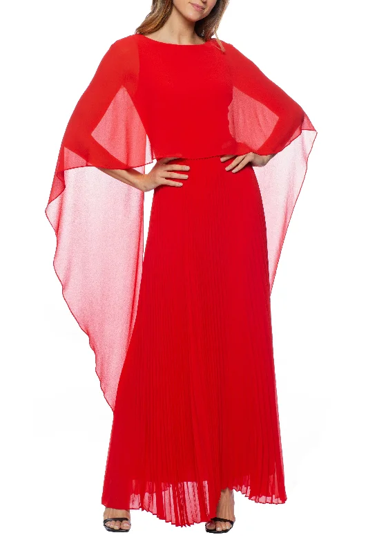 Sheath party dresses in a bold color for a statement - making outfitMarina Long Capelet Pleated Chiffon Dress Sheath party dresses in a bold color for a statement - making outfitMarina Long Capelet Pleated Chiffon Dress