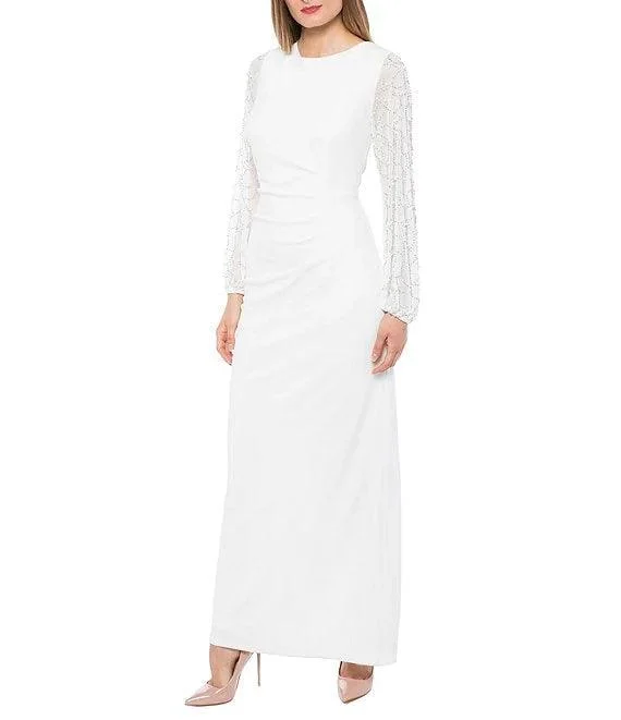Bodycon dress with a flared skirt for a unique silhouetteMarina Long Chiffon Sleeve Formal Fitted Dress Bodycon dress with a flared skirt for a unique silhouetteMarina Long Chiffon Sleeve Formal Fitted Dress