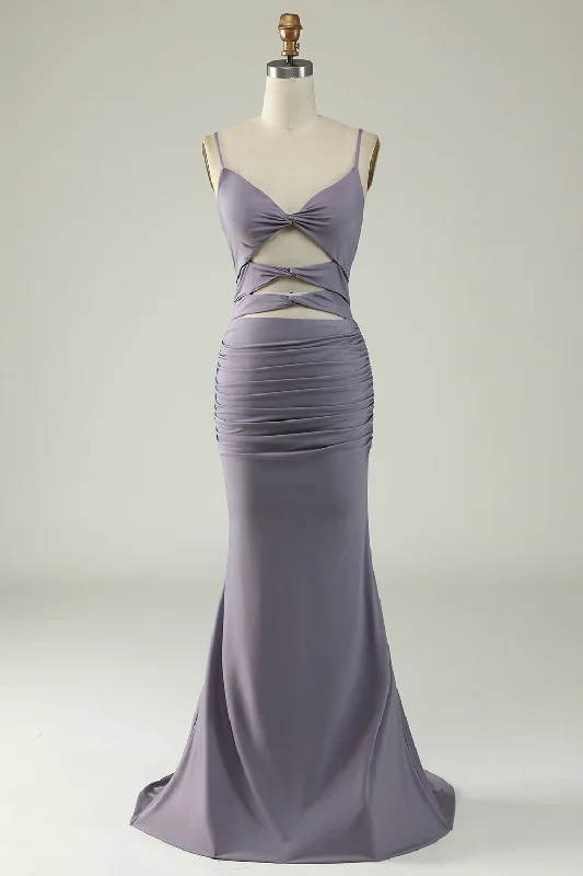Party dresses with a lace overlay for a feminine touchMermaid Lace-Up Back Grey Purple Long Prom Dress Party dresses with a lace overlay for a feminine touchMermaid Lace-Up Back Grey Purple Long Prom Dress