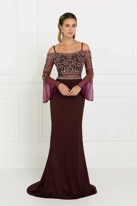 Bodycon dress with a peplum hem​Long Dress Formal Evening Mother of the Bride
