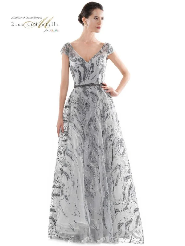 Bodycon dress for a cocktail party​Rina di Montella Embroidery Long Dress 2722
