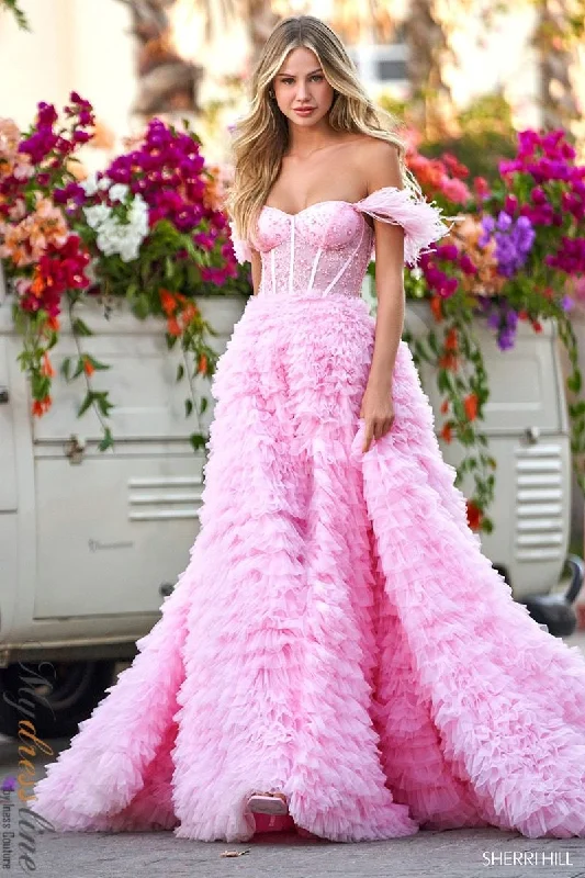 Formal dresses with wrap - around styles and beaded belts for a customized fitSherri Hill 54906 Formal dresses with wrap - around styles and beaded belts for a customized fitSherri Hill 54906