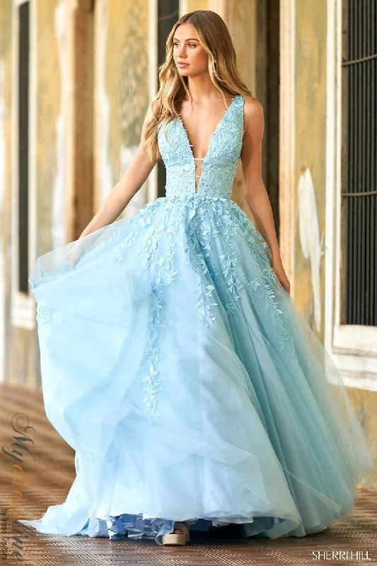 Prom dresses with side - slit skirts and beaded fringes for a glamorous appearanceSherri Hill 54937 Prom dresses with side - slit skirts and beaded fringes for a glamorous appearanceSherri Hill 54937