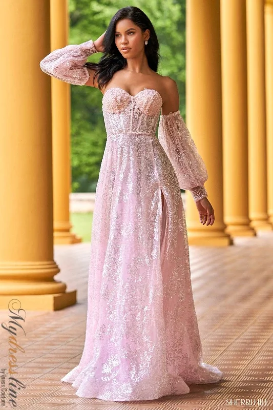 Sleeveless formal dresses with sequined straps and a - line skirts for a classic formal eventSherri Hill 55017 Sleeveless formal dresses with sequined straps and a - line skirts for a classic formal eventSherri Hill 55017