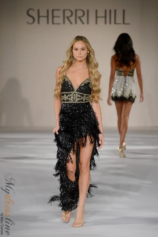 A - line formal dresses with beaded lace appliques for formal eventsSherri Hill 55080 A - line formal dresses with beaded lace appliques for formal eventsSherri Hill 55080