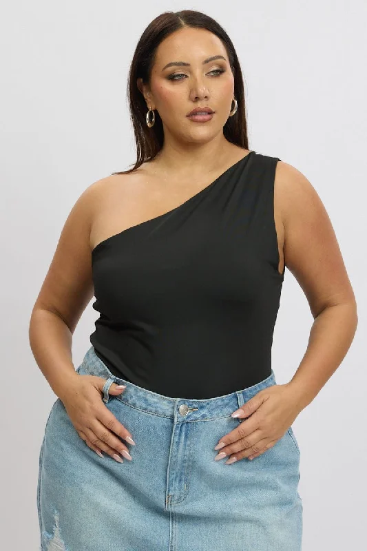 Plus - Size Bodysuits with a Comfortable and Flattering FitBlack Bodysuit One Shoulder Plus - Size Bodysuits with a Comfortable and Flattering FitBlack Bodysuit One Shoulder