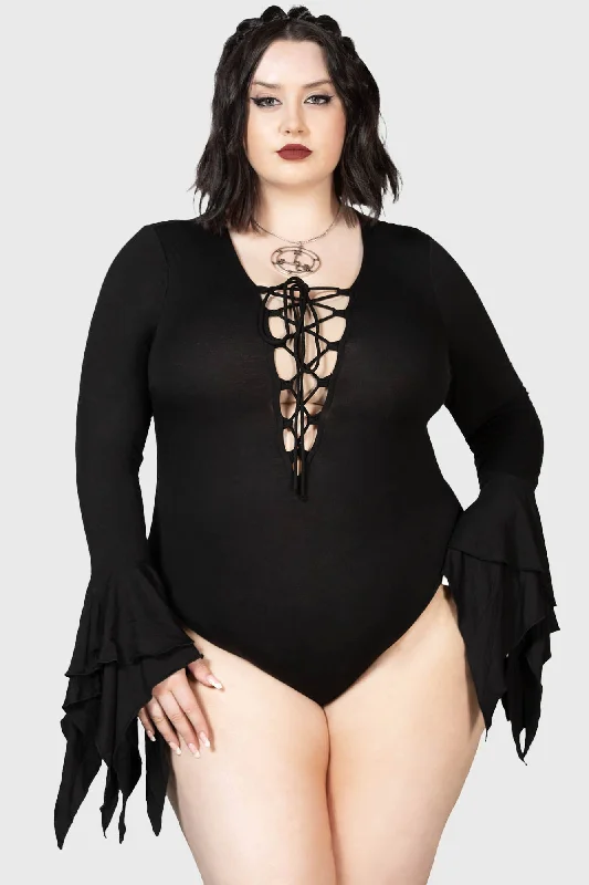 Long - Sleeve Bodysuits for Cold Weather LayeringBlack Roses Bodysuit [PLUS]