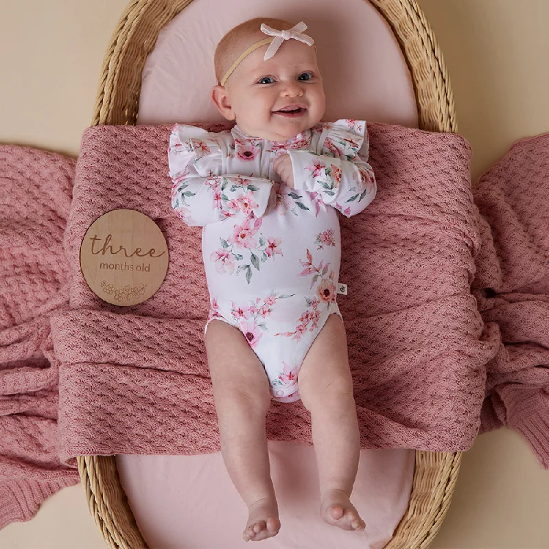 Crop Bodysuits to Pair with High - Waisted Bottoms Camille Long Sleeve Organic Bodysuit with Frill