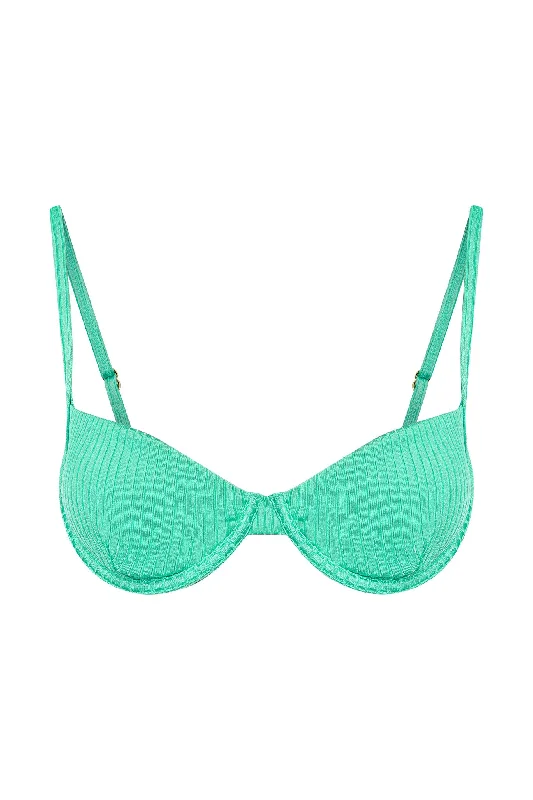Women's Metallic - Trimmed Swim Tops in Gold for a Glamorous Beach PartyCapri Top - Turquoise Wide Rib Women's Metallic - Trimmed Swim Tops in Gold for a Glamorous Beach PartyCapri Top - Turquoise Wide Rib
