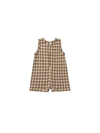 Women's Sheer Paneled One - Pieces in White for a Delicate and Elegant Evening AppearanceMaverick Romper - Saddle Plaid Women's Sheer Paneled One - Pieces in White for a Delicate and Elegant Evening AppearanceMaverick Romper - Saddle Plaid