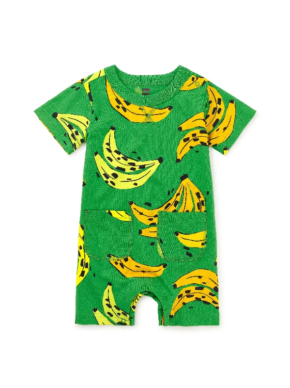 Women's Velvet One - Pieces in Emerald Green for a Luxurious and Sophisticated OccasionDouble Pocket Shortie Baby Romper - Leopard Spot Bananas