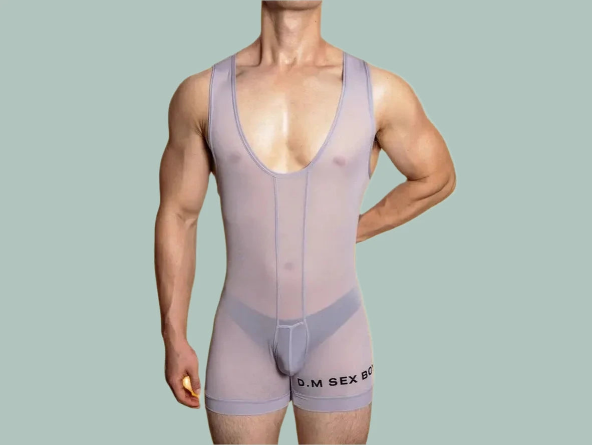 Button - Front Bodysuits with a Classic and Timeless AppealGay Bodysuits | D.M Sexy Boy Mesh Bodysuit