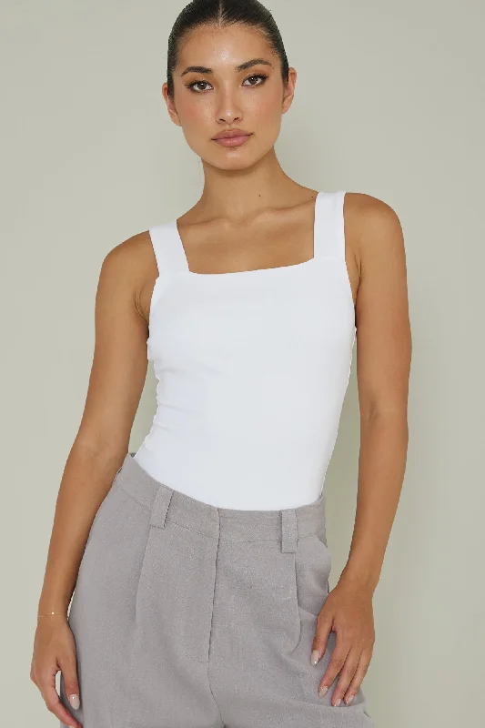 Crop Bodysuits to Pair with High - Waisted BottomsHigh Time Square Neckline Leotard White Crop Bodysuits to Pair with High - Waisted BottomsHigh Time Square Neckline Leotard White