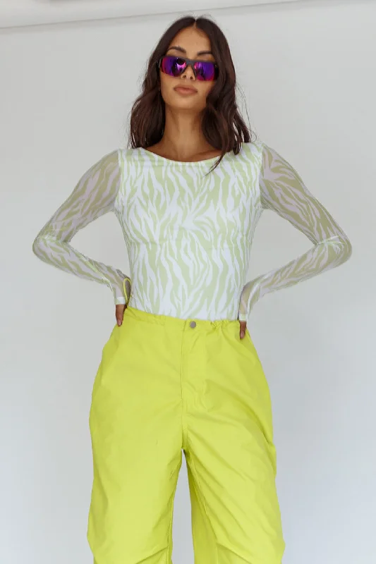 Mesh Bodysuits for a Bold and Edgy Fashion StatementJuni Long Sleeve Low Back Mesh Bodysuit Tiger Lime Mesh Bodysuits for a Bold and Edgy Fashion StatementJuni Long Sleeve Low Back Mesh Bodysuit Tiger Lime