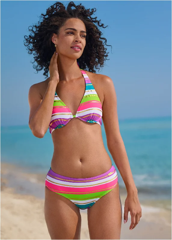 Women's Crochet - Trimmed Swim Tops in White for a Boho - Inspired Beach OutfitUnderwire Halter Bikini Top - Sun Setting Women's Crochet - Trimmed Swim Tops in White for a Boho - Inspired Beach OutfitUnderwire Halter Bikini Top - Sun Setting
